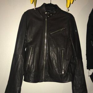Brown Leather Biker Jacket